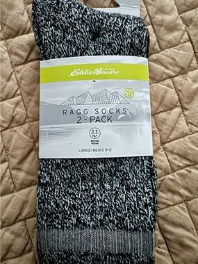 Eddie Bauer Black & White Marled Raggs 2-Pack Socks